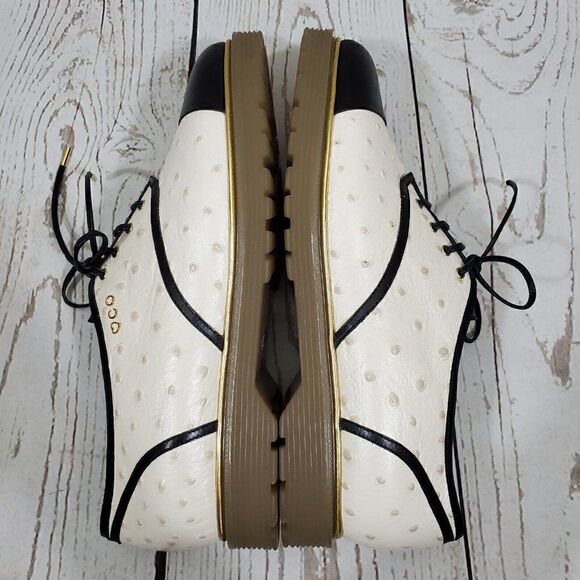 Charlotte Olympia Derby Oxford Womens Size 39 US 9 Ostrich Embossed Leather - Picture 7 of 13
